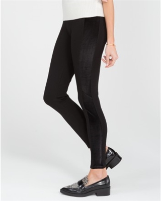 Spanx Ponte Velvet Side Stripe Very Black Leggings, Spanx Fashion